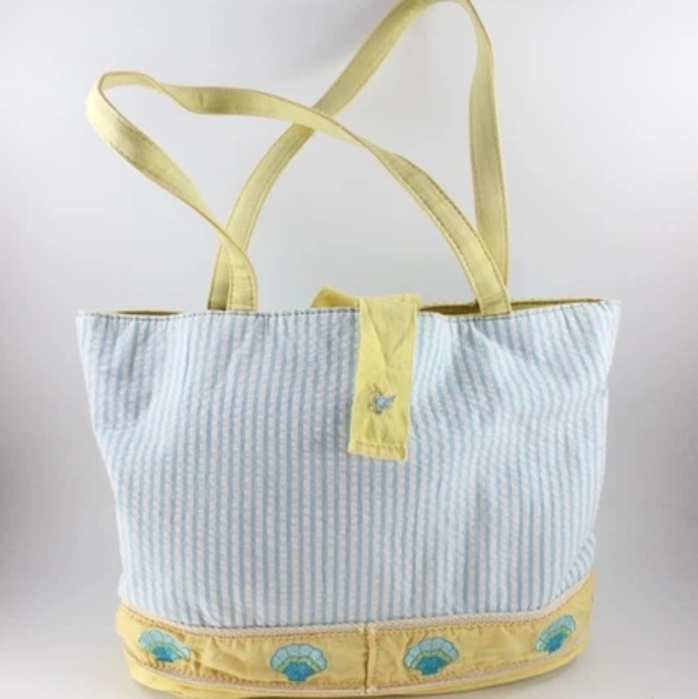 Striped Yellow and Blue Tote Bag